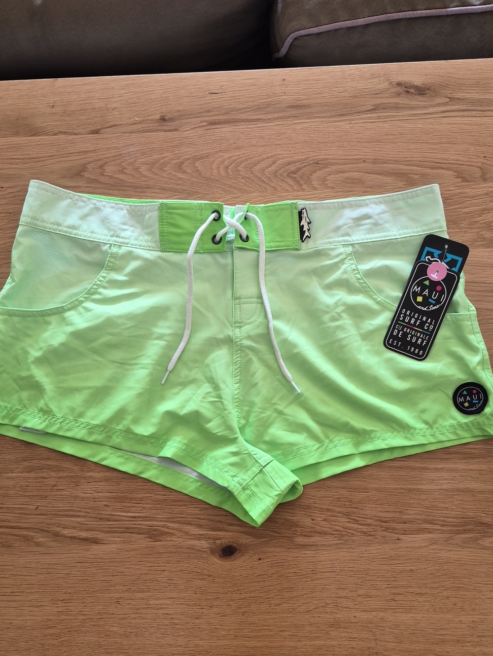 Maui and Sons Neon Lime Green Women's Athletic Board Shorts